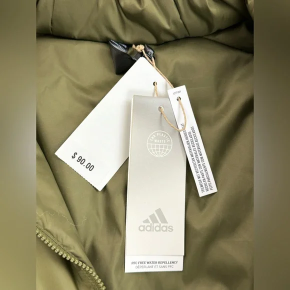 Adidas Men's Essentials Insulated Hooded Jacket, Size Large, Olive Green